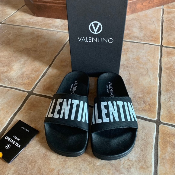 VALENTINO by Mario Irene Logo Leather Slides - Picture 4 of 7